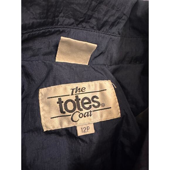 Vtg Totes The Totes Coat Women's Trench/Rain Coat Blue Size 12P Hood/Shldr Pads - Picture 3 of 7